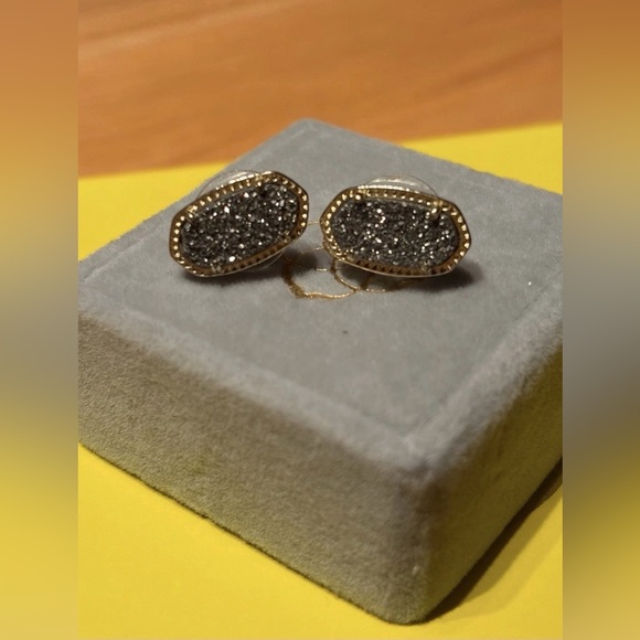 Kendra Scott Platinum Drusy Ellie Gold Stud Earrings - Picture 3 of 4